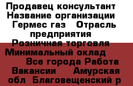 Продавец-консультант › Название организации ­ Гермес-газ › Отрасль предприятия ­ Розничная торговля › Минимальный оклад ­ 45 000 - Все города Работа » Вакансии   . Амурская обл.,Благовещенский р-н